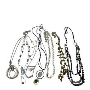Vintage Lot 7 Fashion Costume Jewelry Y2K Layering Statement Necklaces Beaded